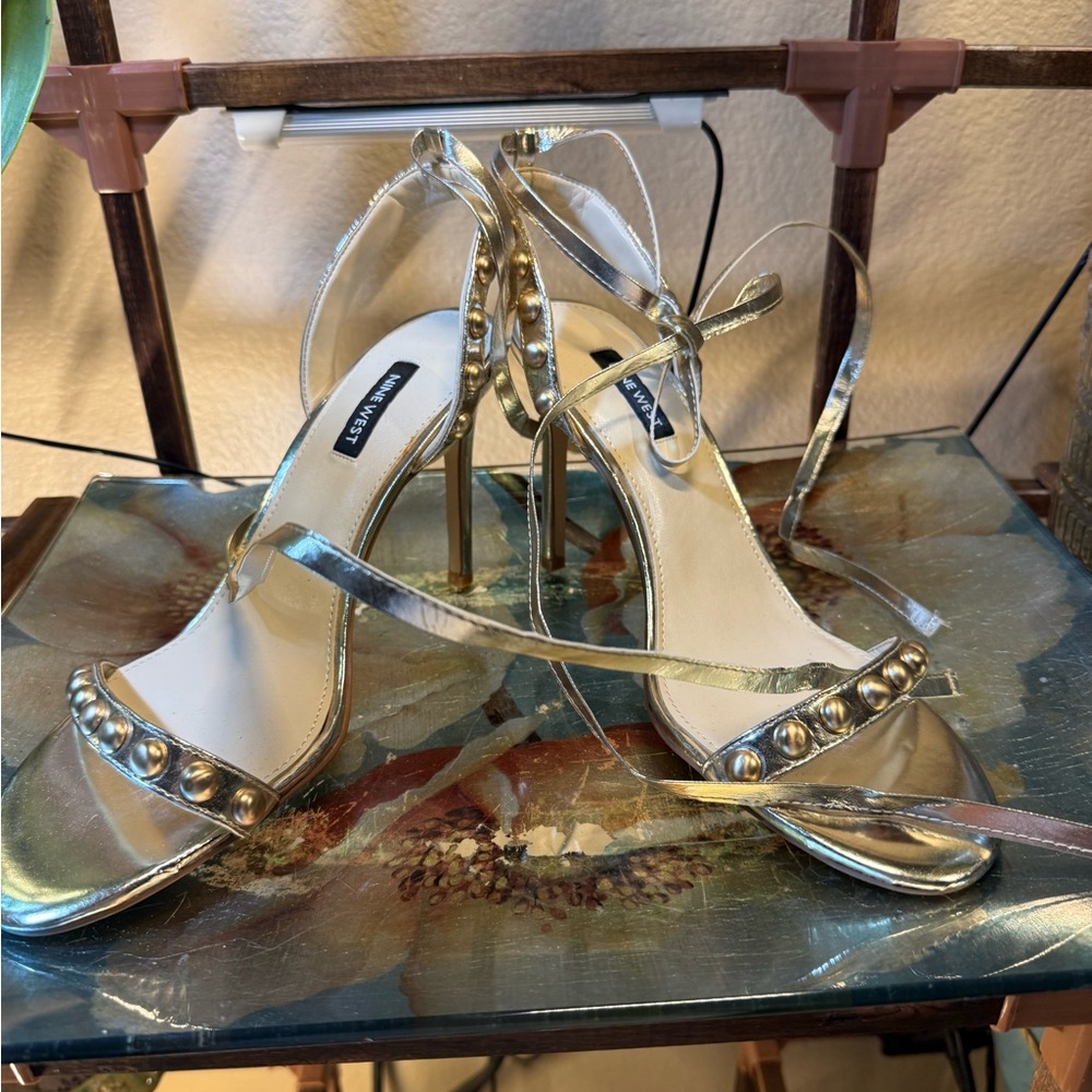 Nine West Gold Strappy Heels